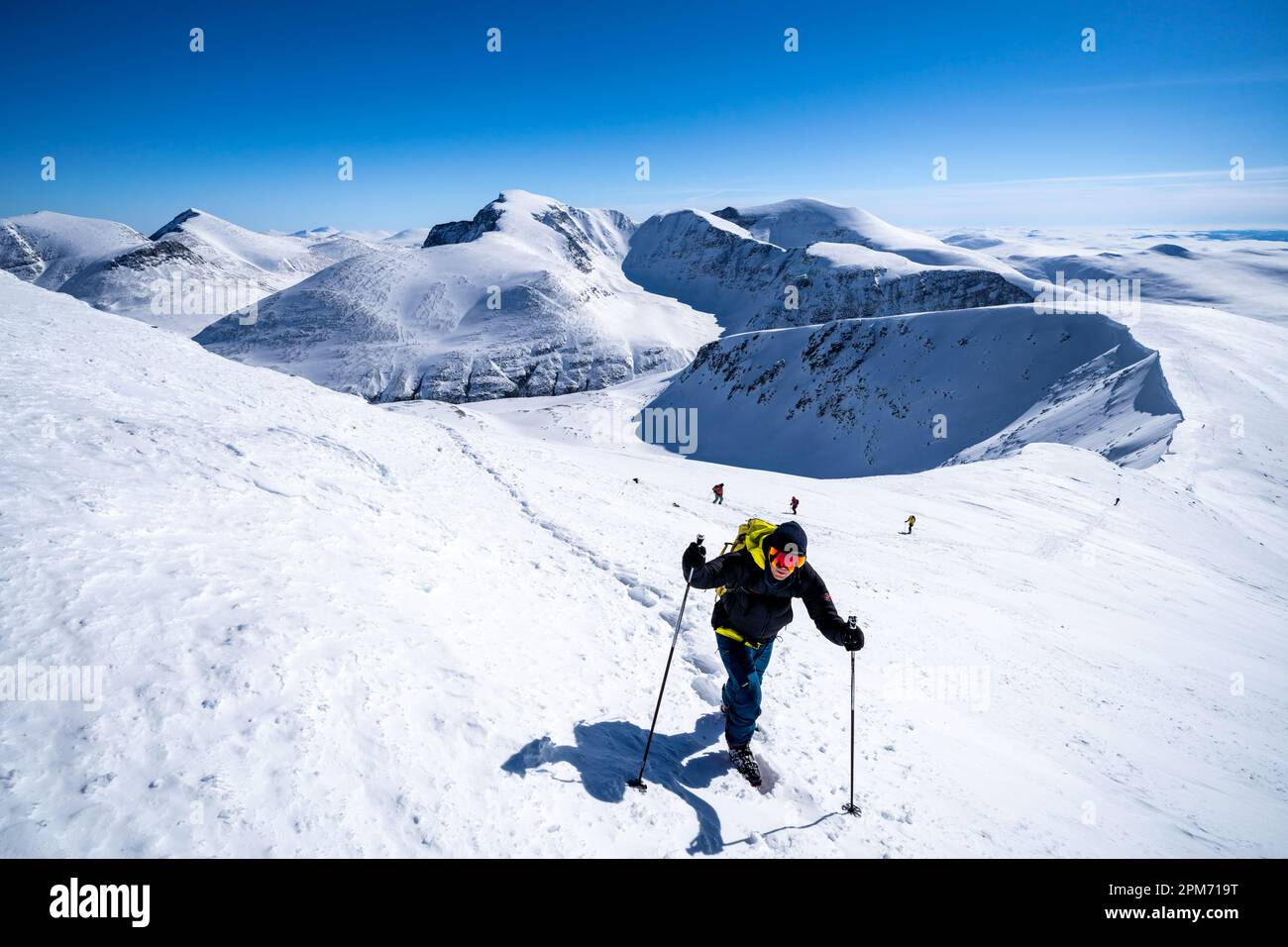 Sci alpinismo nel Parco Nazionale di Rondane, Norvegia Foto Stock