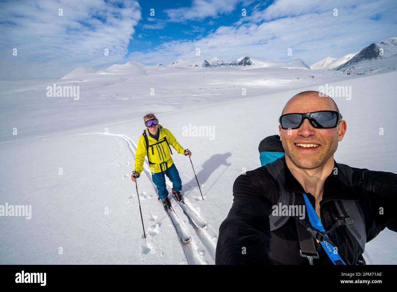 Sci alpinismo nel Parco Nazionale di Rondane, Norvegia Foto Stock