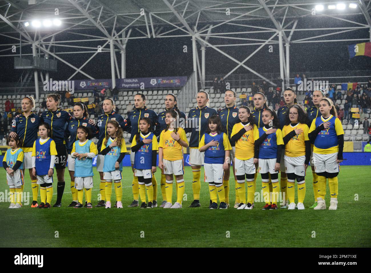 Romania squadra di donne durante il gioco amichevole contro Marocco , 12.04.2023 , Bucarest , Cristi Stavri Foto Stock