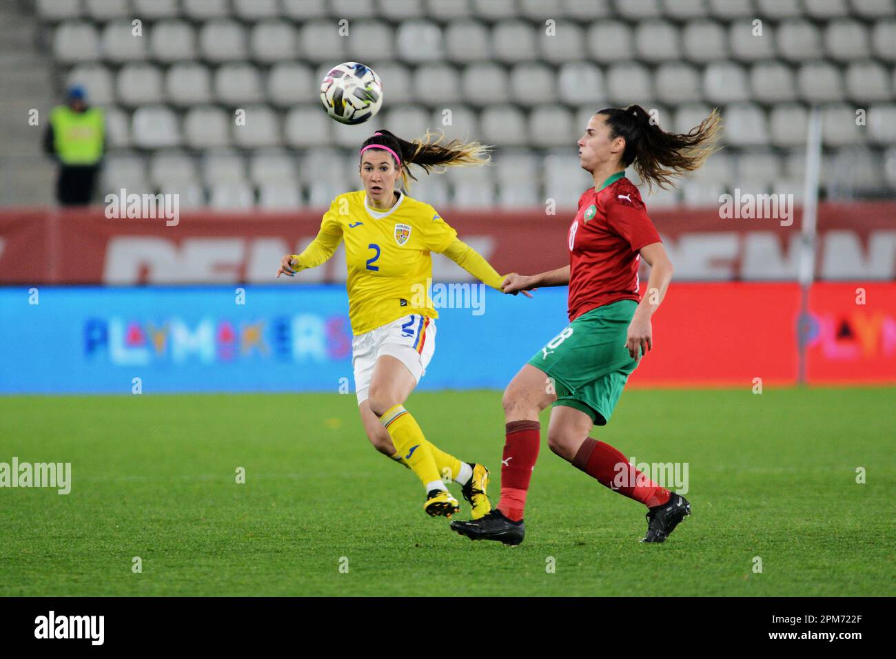 Cristina Sucilă #2 durante la partita di calcio femminile amichevole Romania vs Marocco , 12.04.2023 , Bucarest , Cristi Stavri Foto Stock