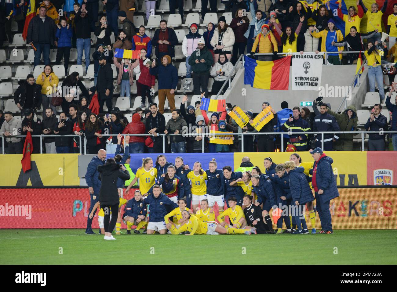 Romania nazionale femminile partita di calcio alla fine della partita Romania vs Marocco , 12.04.2023, Stadio Arcul de Triumf , Bucarest ,Cristi Stavri Foto Stock