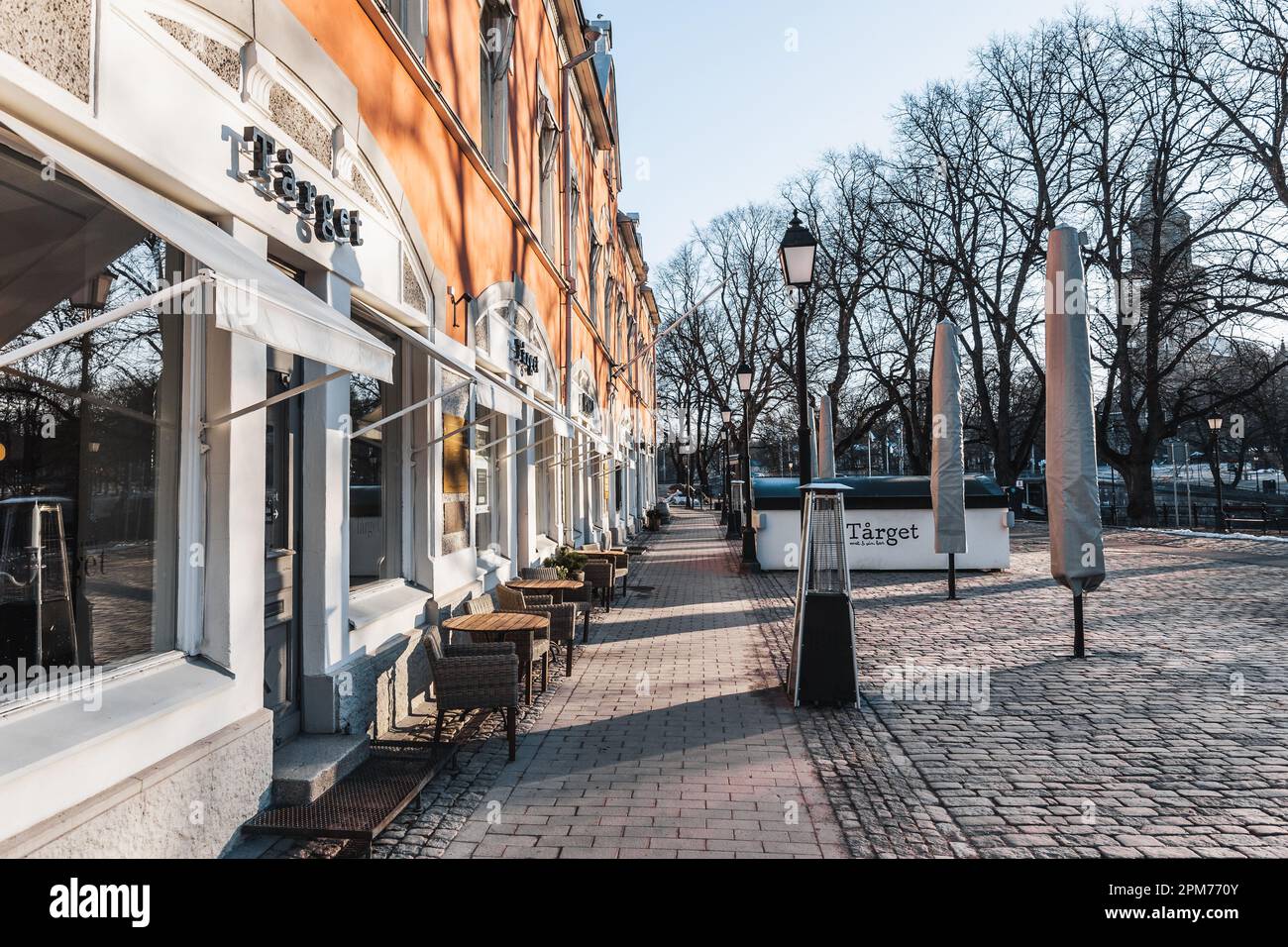 Vähätori a Turku, Finlandia in primavera durante l'ora d'oro al mattino. Foto Stock