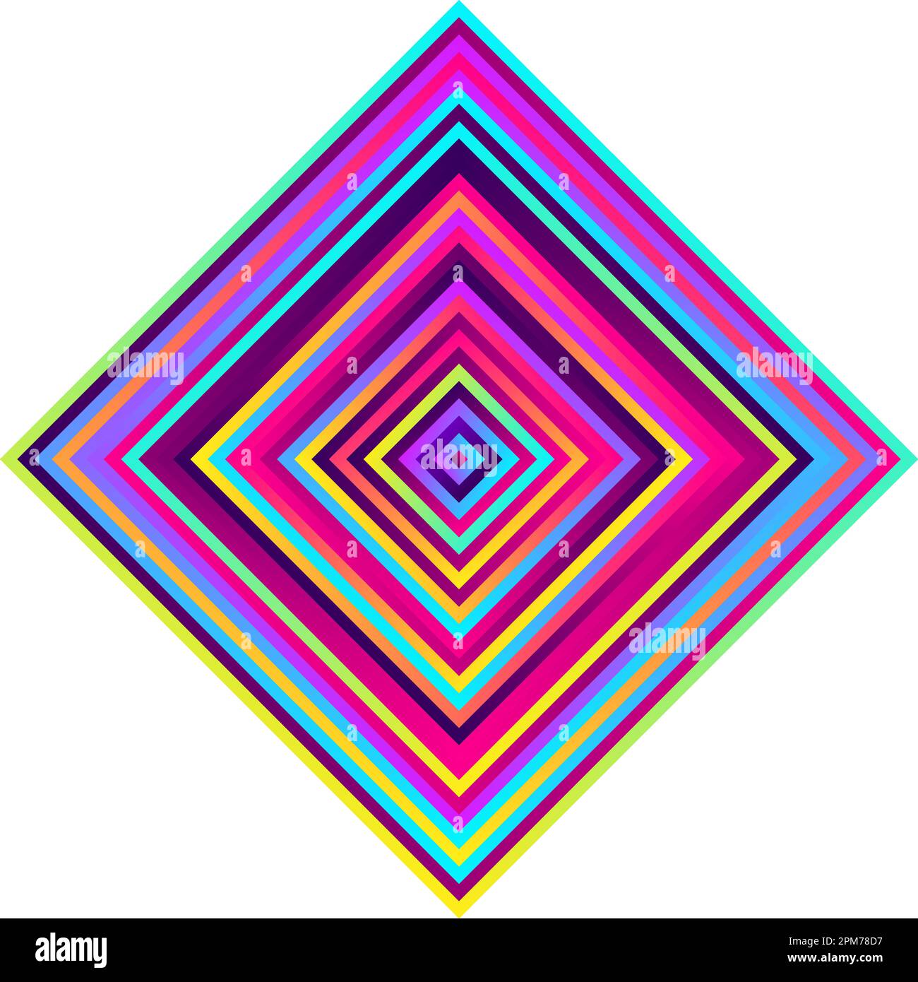 Quadrati pazzi - motivo geometrico luminoso con colori al neon arditi. Linee multicolore. Sfondo geometrico astratto. Illustrazione Vettoriale
