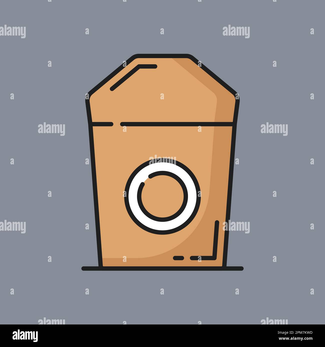 Icona della linea colorata della scatola di cartone per il pranzo e del pacchetto alimentare. Contenitore per alimenti vettoriali, contenitore fastfood da asporto, modello per confezione da asporto Illustrazione Vettoriale