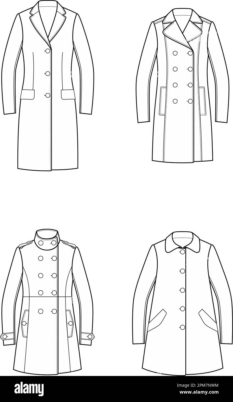 Set di cappotti donna. Illustrazione Vettoriale