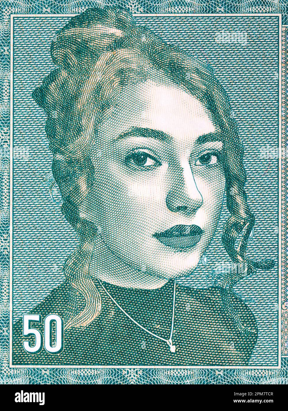 Ritratto di una giovane donna del Liechtenstein denaro - Frank Foto Stock
