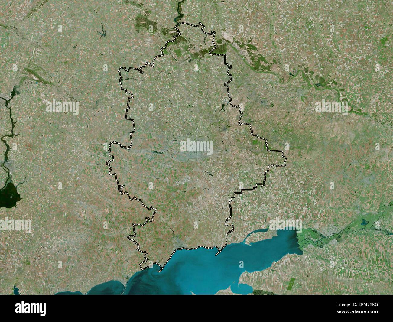 Donets'k, regione dell'Ucraina. Mappa satellitare ad alta risoluzione Foto Stock