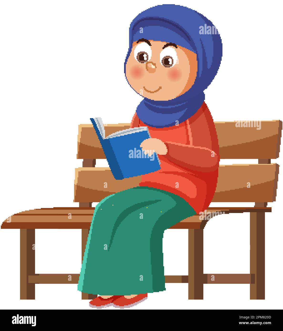 Illustrazione del libro di lettura della ragazza musulmana Illustrazione Vettoriale