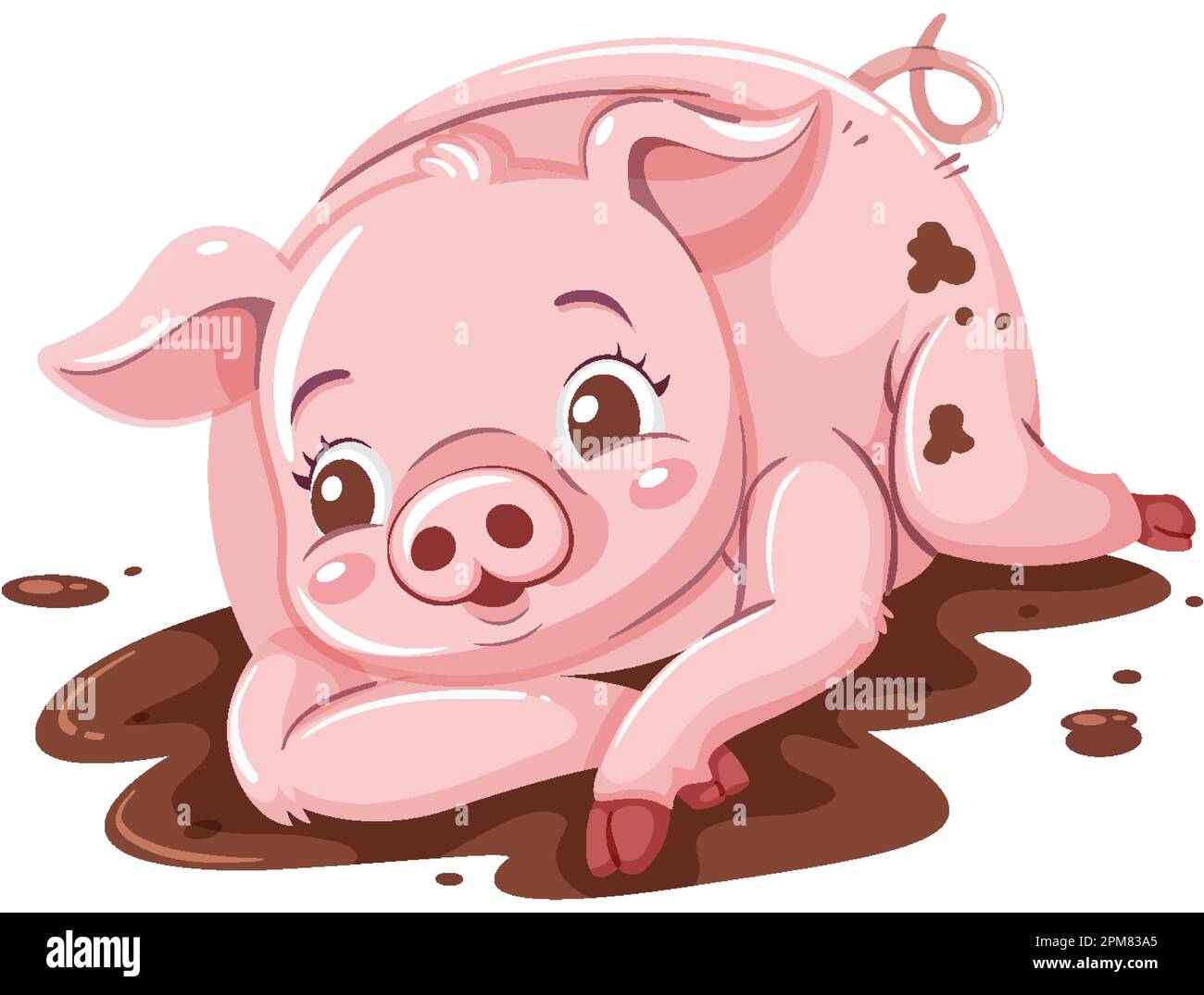 Carino Pig Rolling nel fango illustrazione Illustrazione Vettoriale