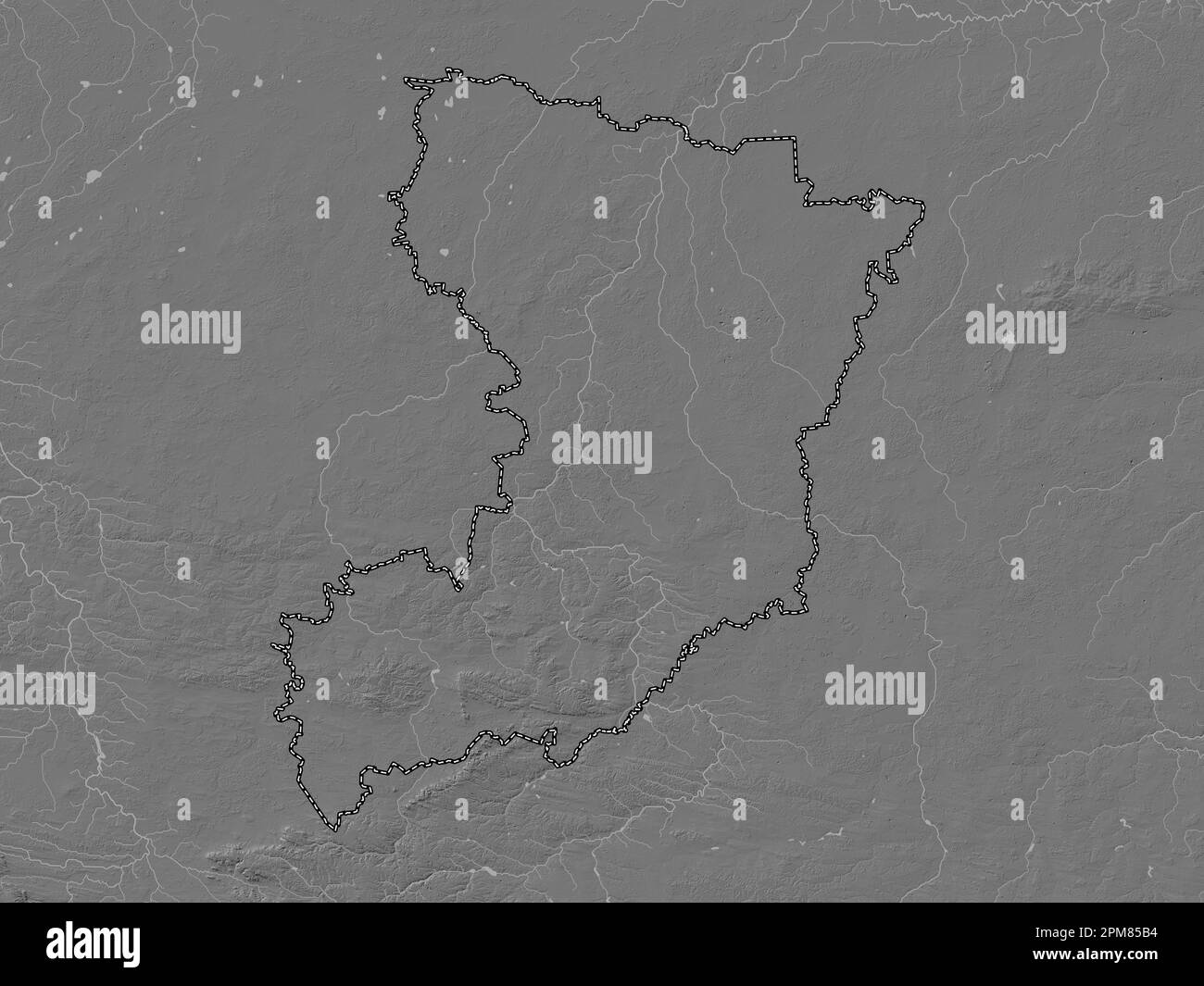 Rivne, regione dell'Ucraina. Mappa altimetrica bilivello con laghi e fiumi Foto Stock