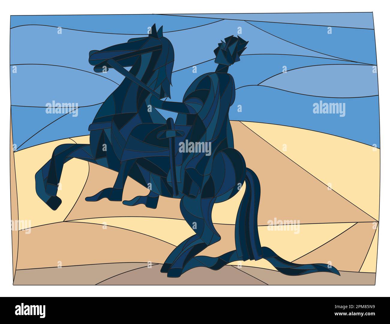 Mosaico, vetrate. Monumento a Pietro 1 a cavallo, San Pietroburgo. Illustrazione Vettoriale