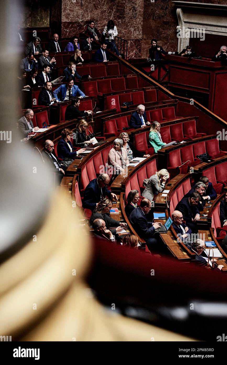 Antonin Burat / le Pictorium - sessione di interrogazioni al Governo del 11 aprile 2023, all'Assemblea Nazionale Francese - 11/4/2023 - Francia / Ile-de-France (regione) / Parigi - sessione di interrogazioni al Governo del 11 aprile 2023, all'Assemblea Nazionale Francese. Foto Stock