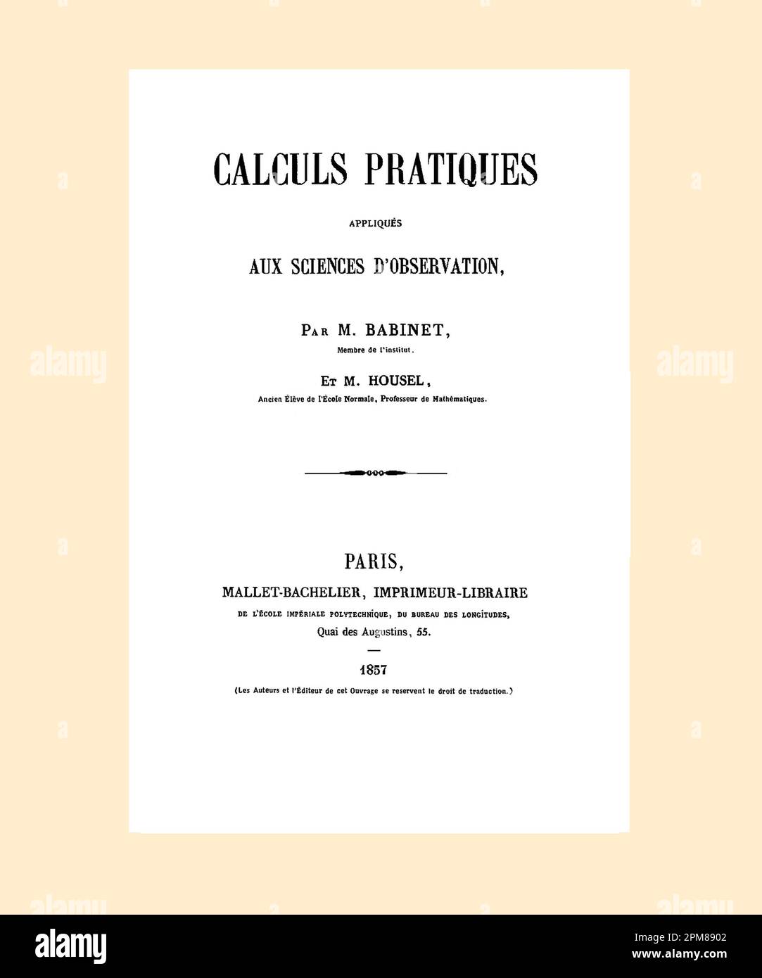 Jacques Babinet pagina del titolo Calcola Pratiques rinfrescato e resettato Foto Stock