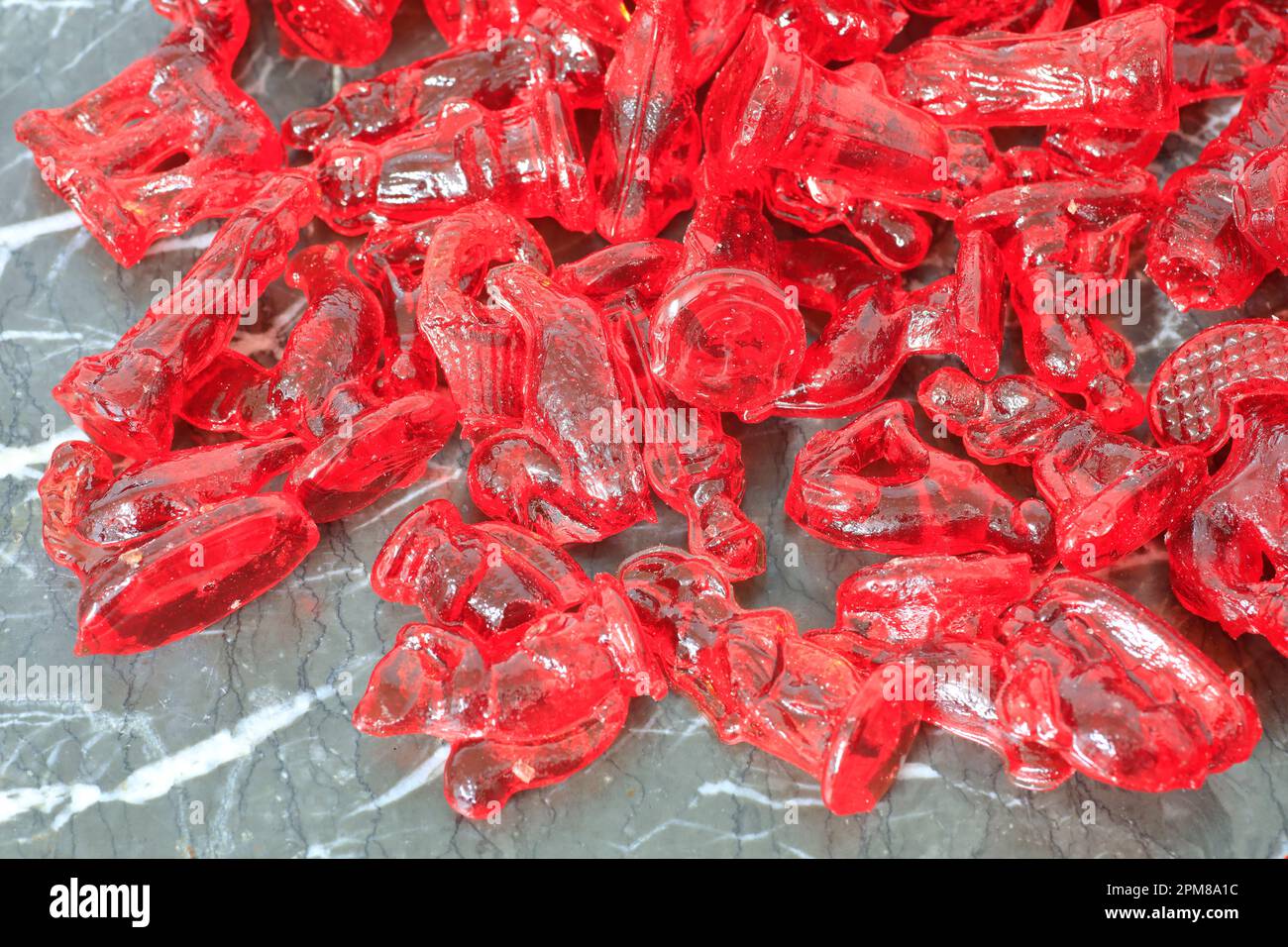 Francia, Ardenne, Bogny sur Meuse, Maison Simon, Ardennes laboratorio di produzione di zucchero rosso (tradizionali caramelle rosse fatte per Saint Nicolas e feste natalizie) Foto Stock