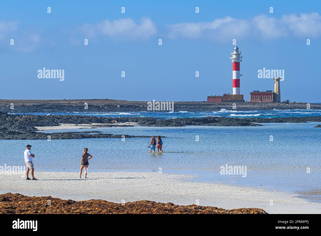 Spagna, Isole Canarie, Fuerteventura, El Cotillo, Faro di Toston a Punta de la Ballena Foto Stock