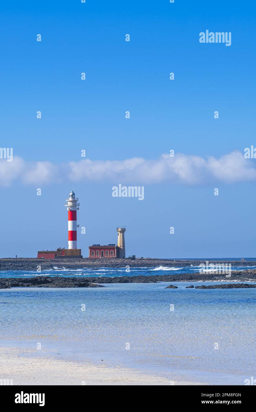 Spagna, Isole Canarie, Fuerteventura, El Cotillo, Faro di Toston a Punta de la Ballena Foto Stock