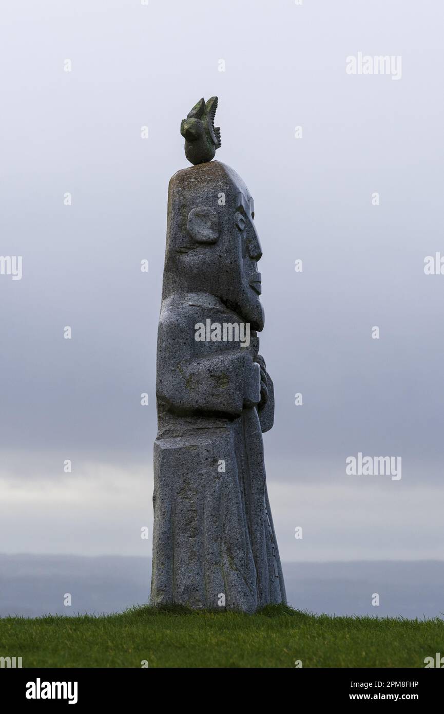 Francia, Cotes d'Armor, Carnoet, la Valle dei Santi o Breton Isola di Pasqua, è un progetto associativo di 1000 sculture monumentali scolpite in granito che rappresentano 1000 santi bretoni Foto Stock