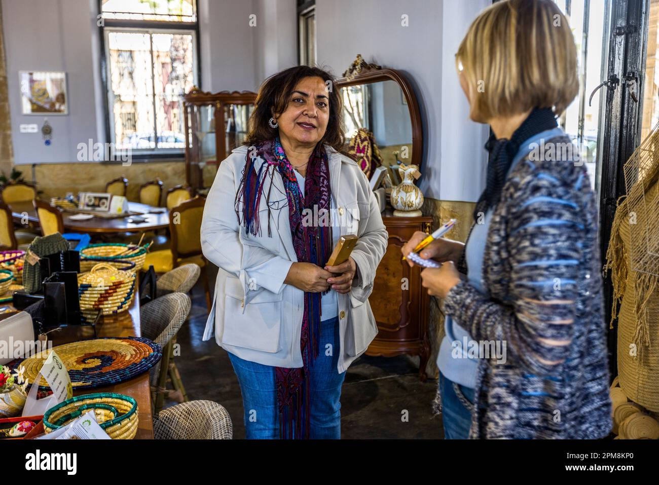 Cooperativa femminile (GI-KA KOOP) nella vecchia stazione ferroviaria di Nicosia, Cipro Foto Stock