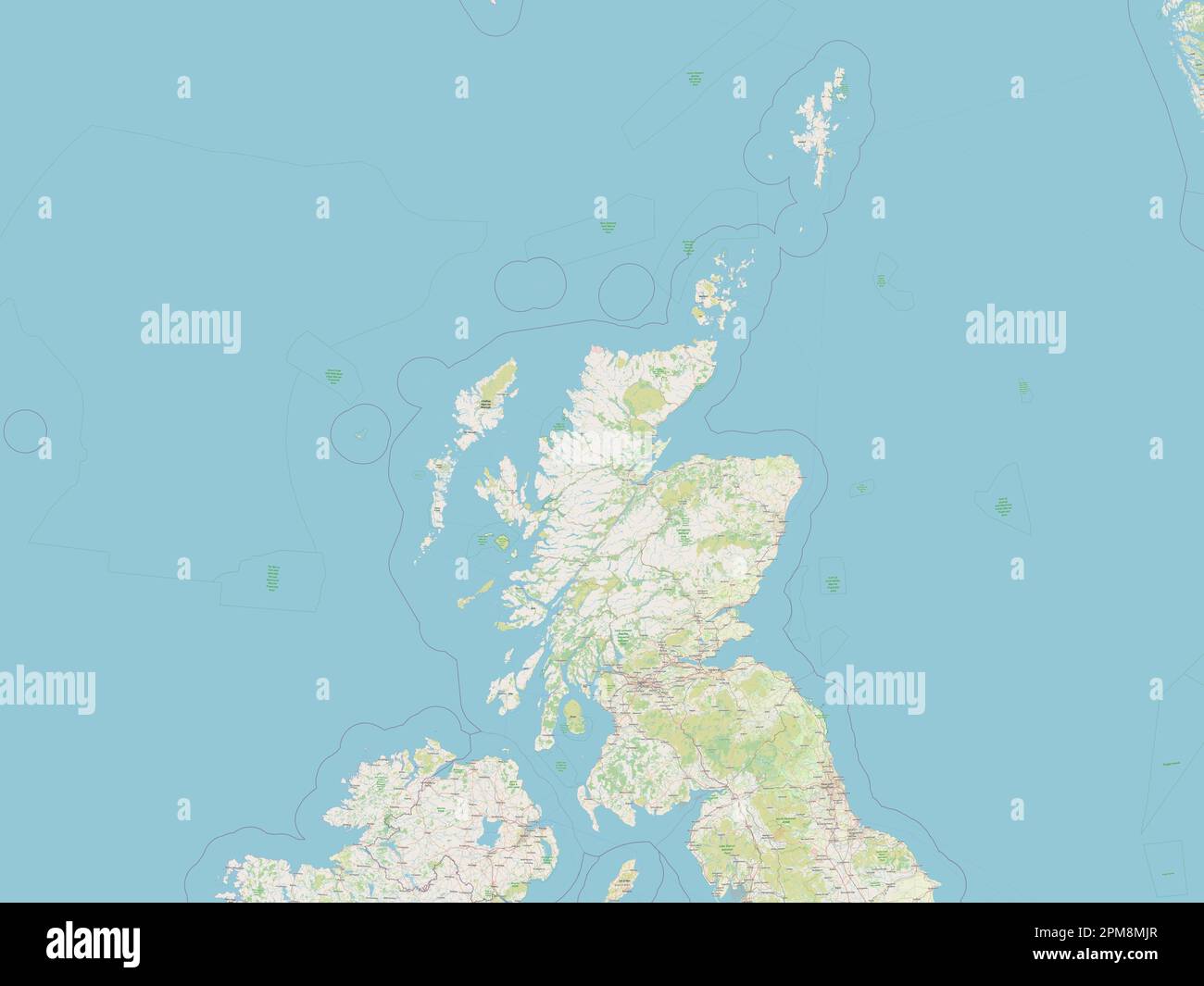 Scozia, regione del Regno Unito. Aprire la mappa stradale Foto Stock