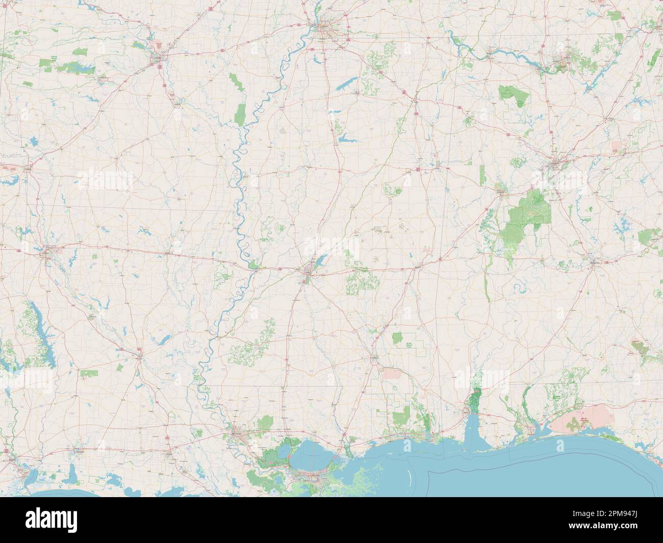 Mississippi, stato degli Stati Uniti d'America. Aprire la mappa stradale Foto Stock