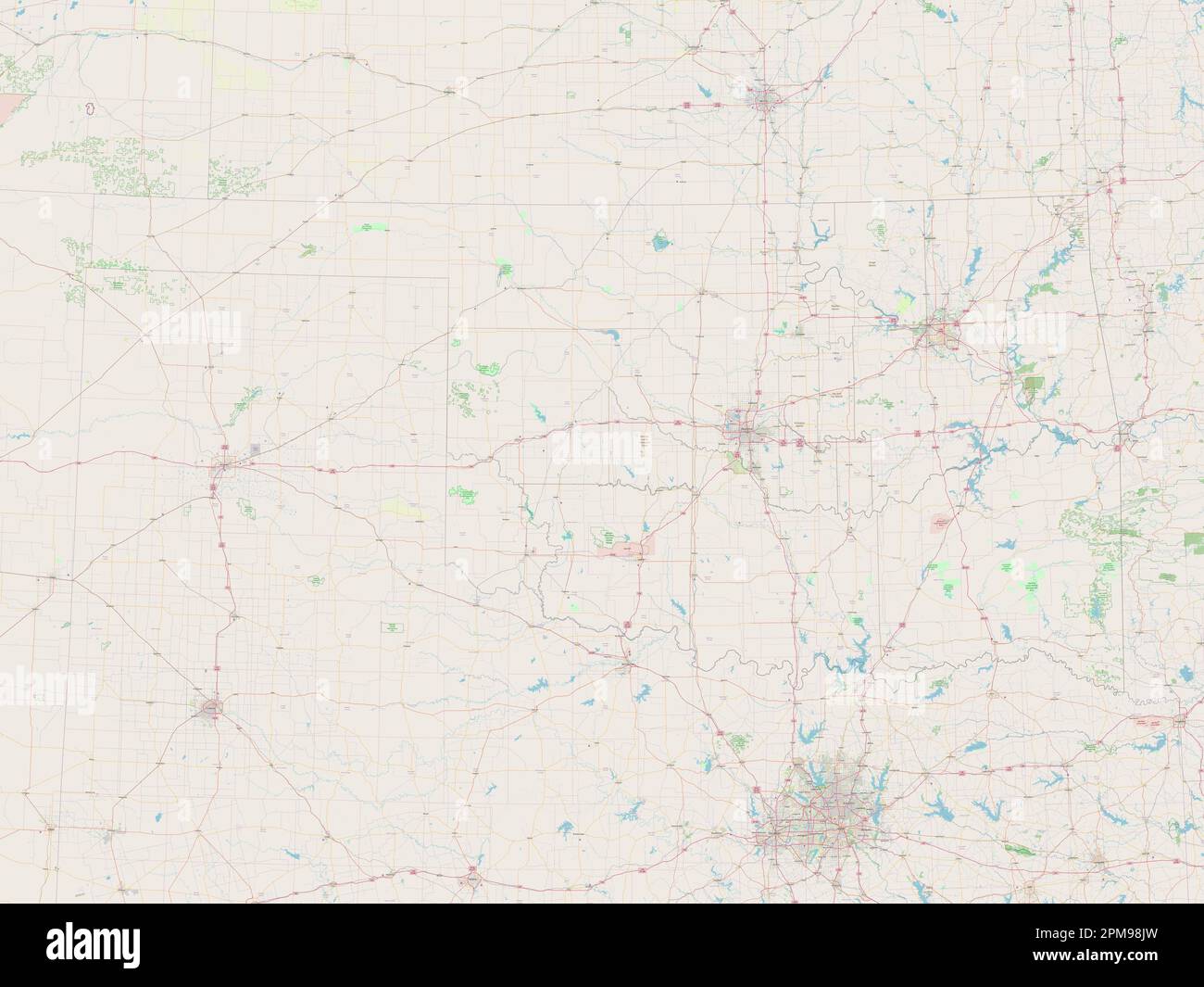 Oklahoma, stato degli Stati Uniti d'America. Aprire la mappa stradale Foto Stock