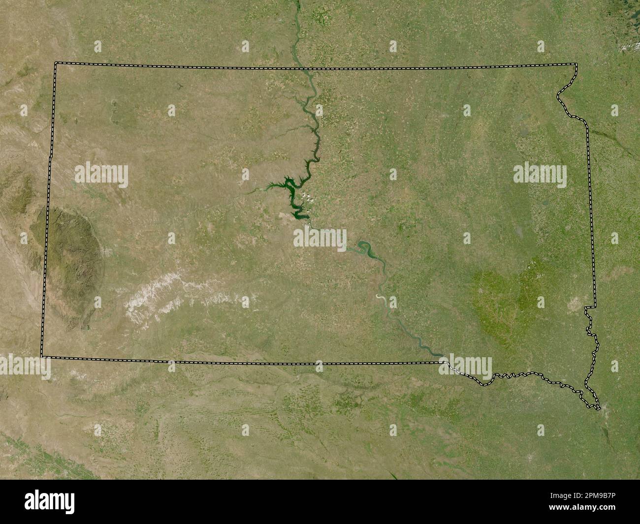 Dakota del Sud, stato degli Stati Uniti d'America. Mappa satellitare a bassa risoluzione Foto Stock