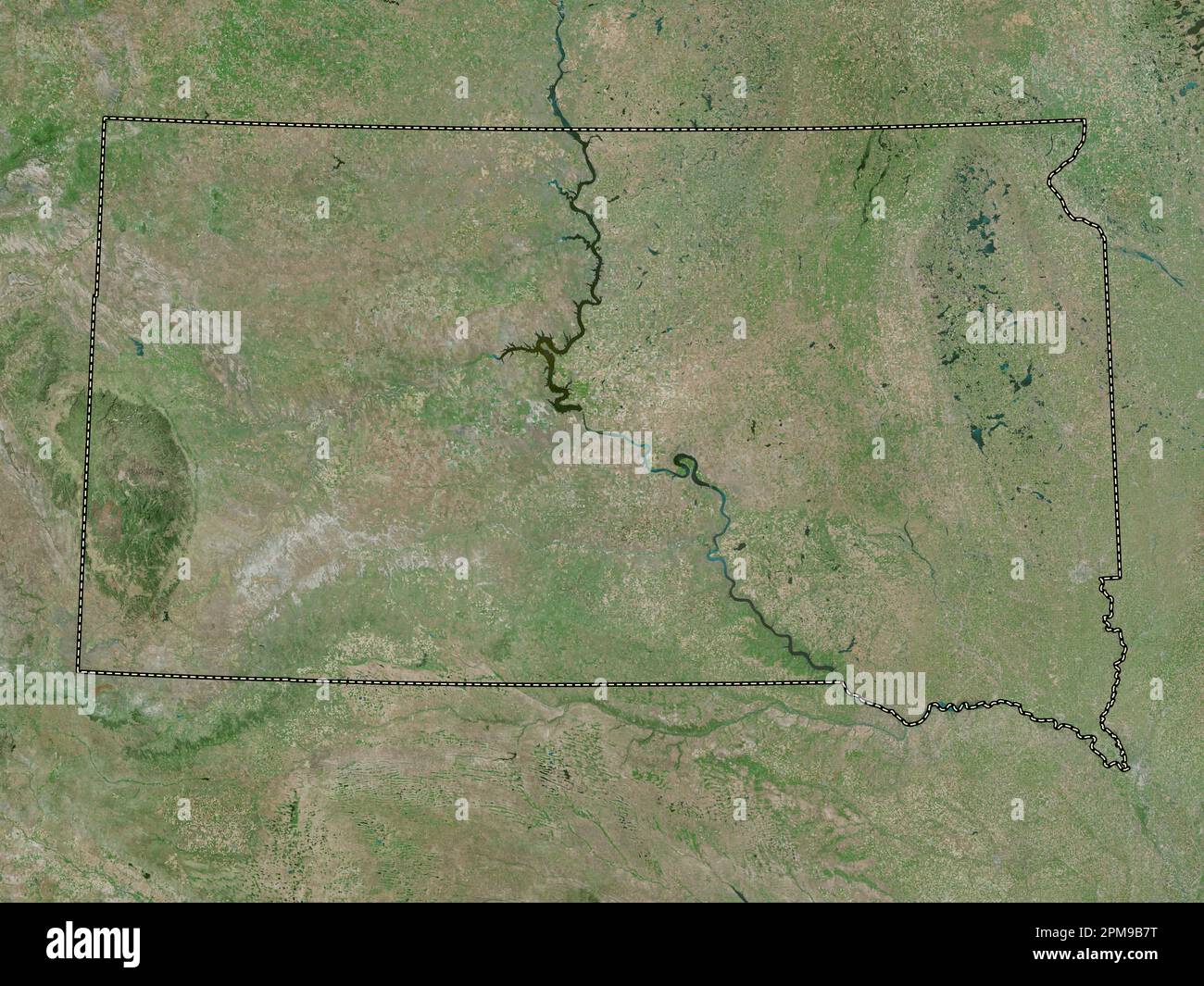Dakota del Sud, stato degli Stati Uniti d'America. Mappa satellitare ad alta risoluzione Foto Stock