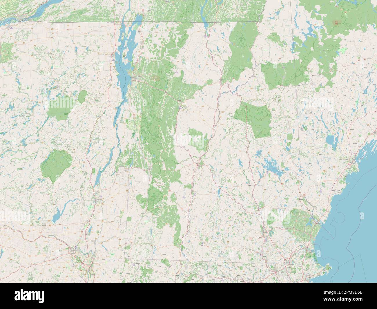Vermont, stato degli Stati Uniti d'America. Aprire la mappa stradale Foto Stock