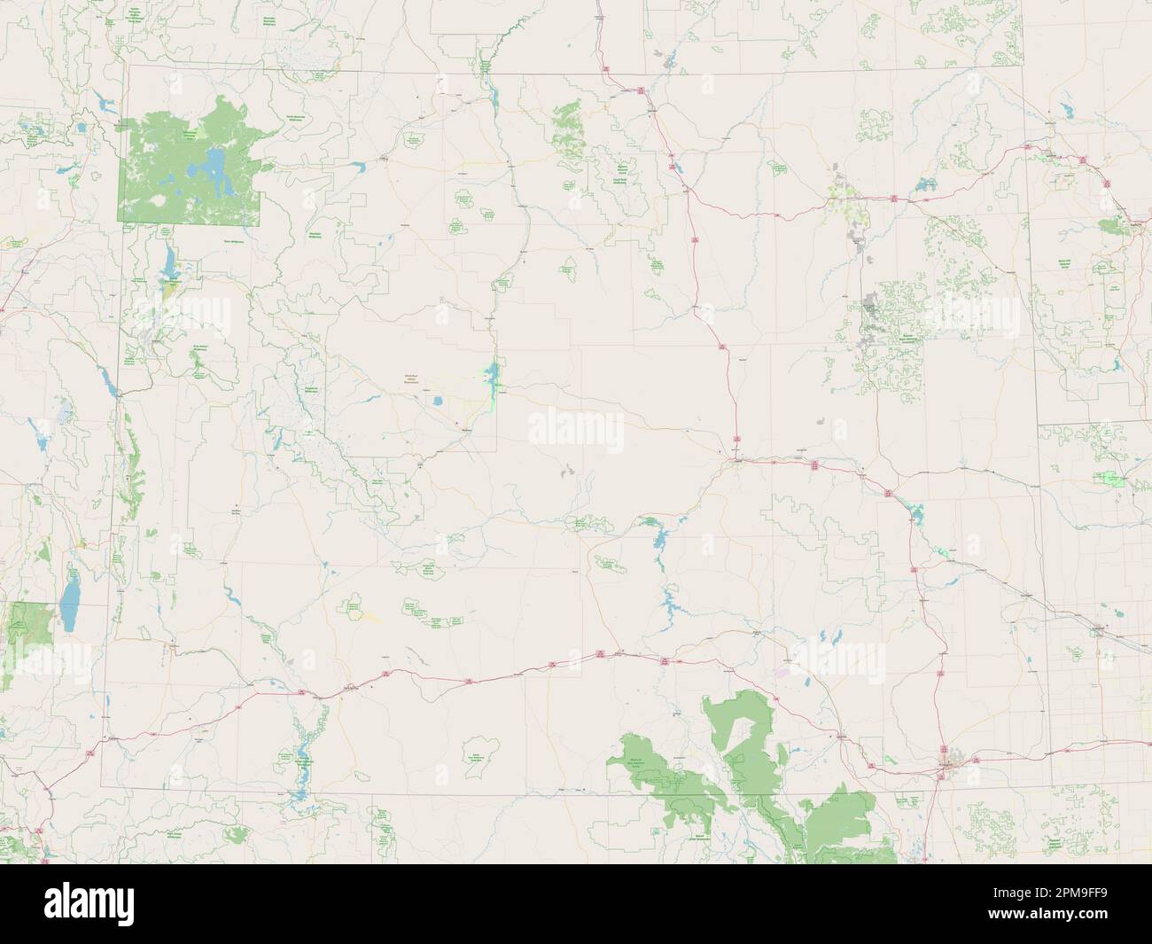 Wyoming, stato degli Stati Uniti d'America. Aprire la mappa stradale Foto Stock