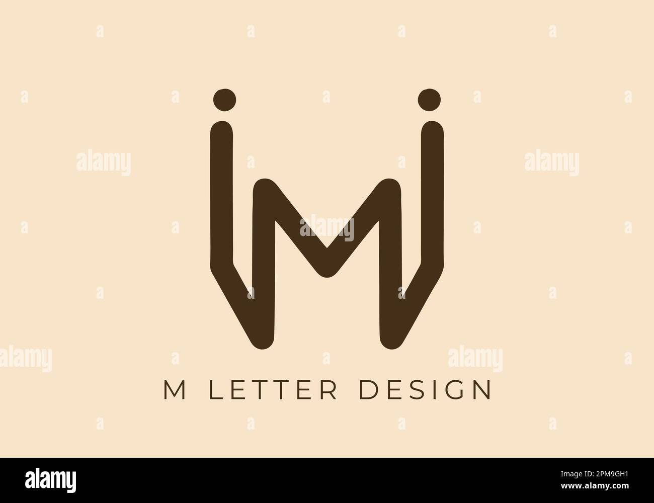 Esclusiva linea monocromatica con design monocromatico della lettera iniziale M. Illustrazione Vettoriale