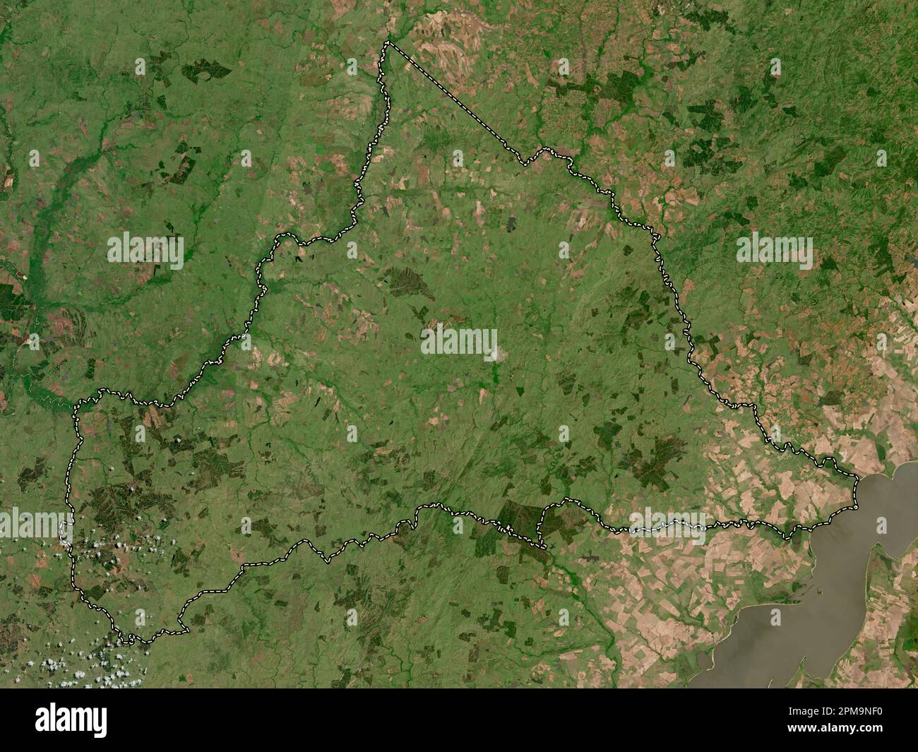 Cerro Largo, dipartimento dell'Uruguay. Mappa satellitare a bassa risoluzione Foto Stock