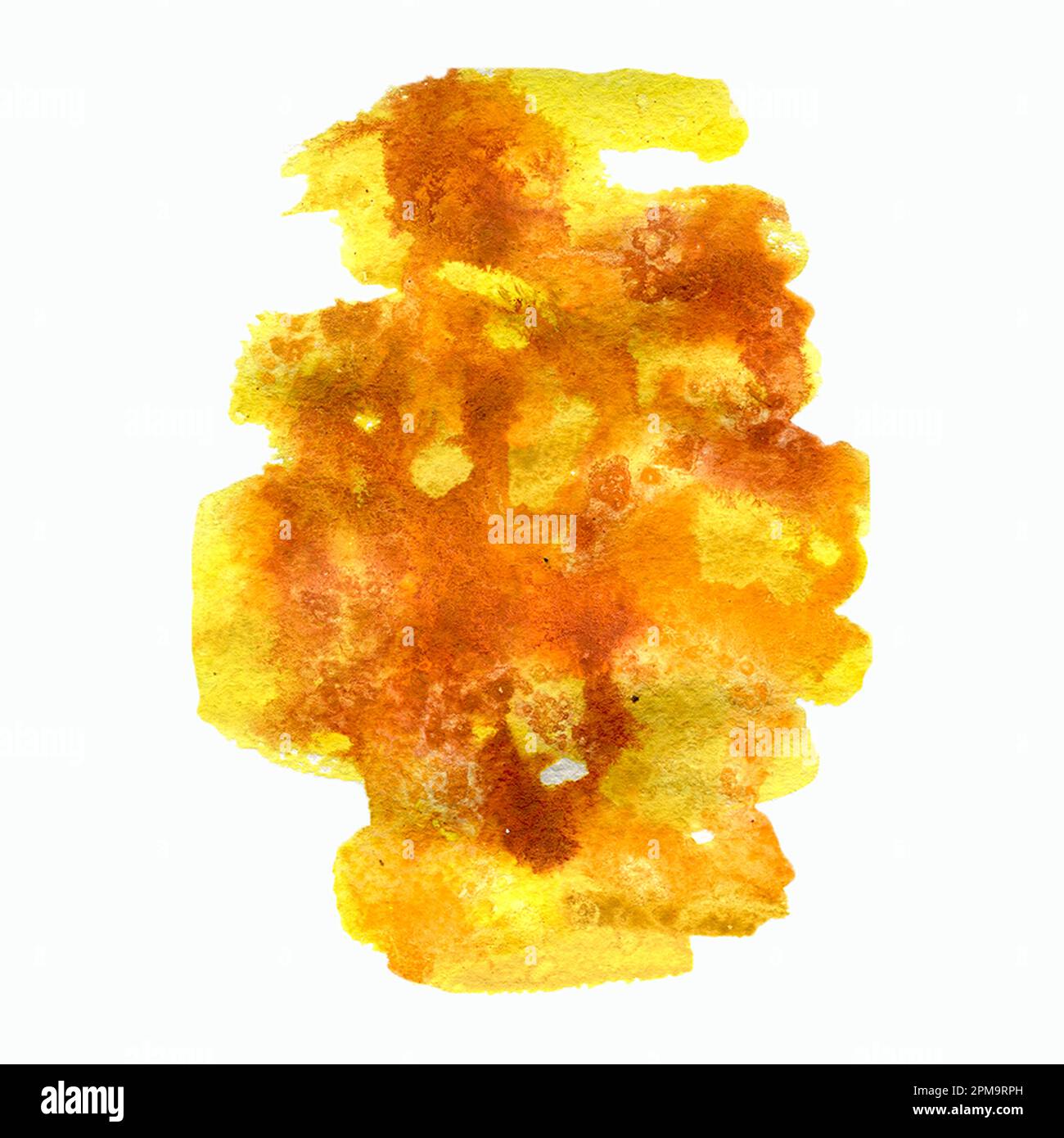 Blot acquerello isolato su sfondo bianco. Coloratissimo colore astratto colore dell'acqua macchia con spruzzi e spargimenti. Sfondo moderno e creativo in acquerello Foto Stock