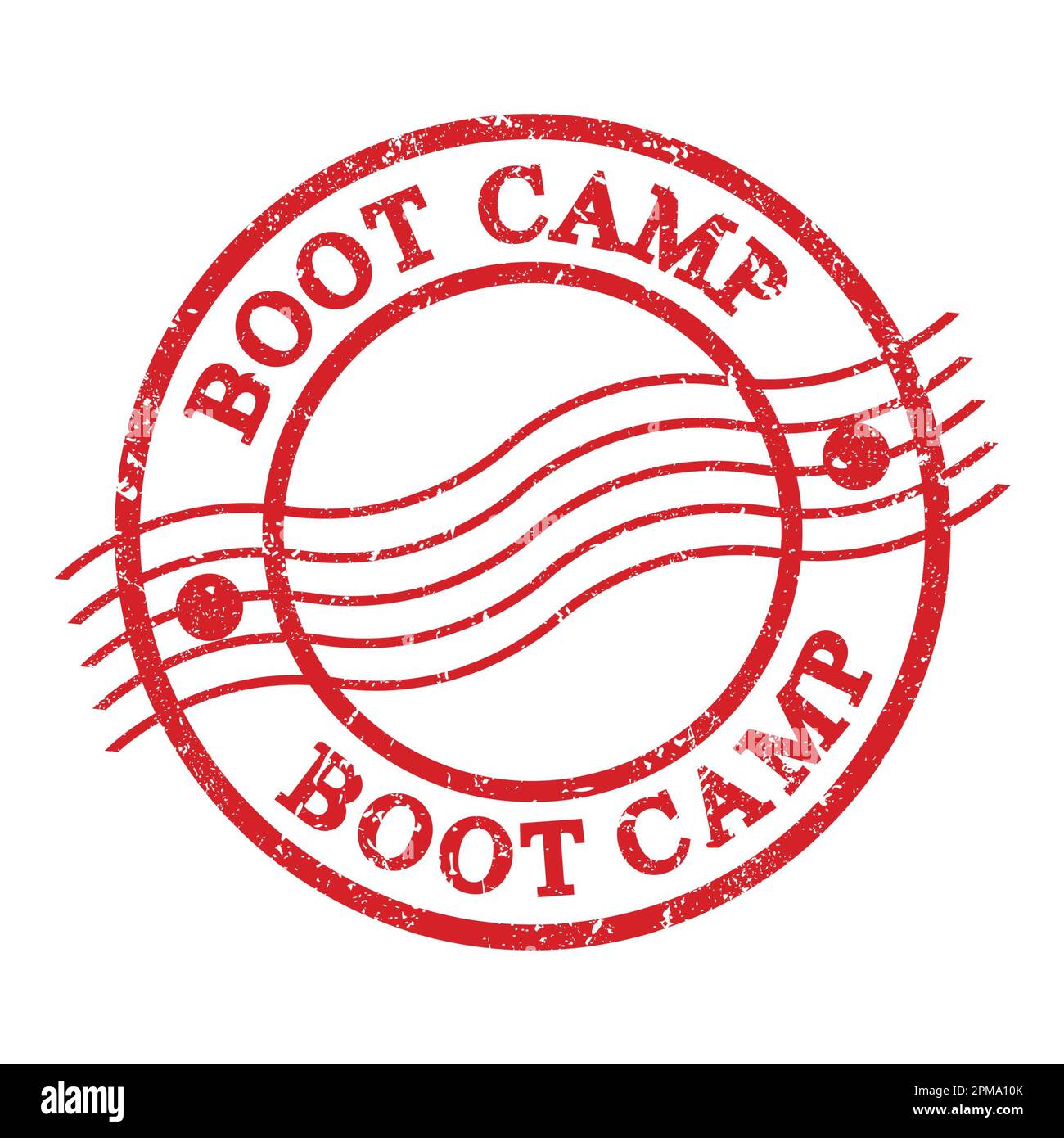 BOOT CAMP, testo scritto su un timbro postale rosso grungo. Foto Stock