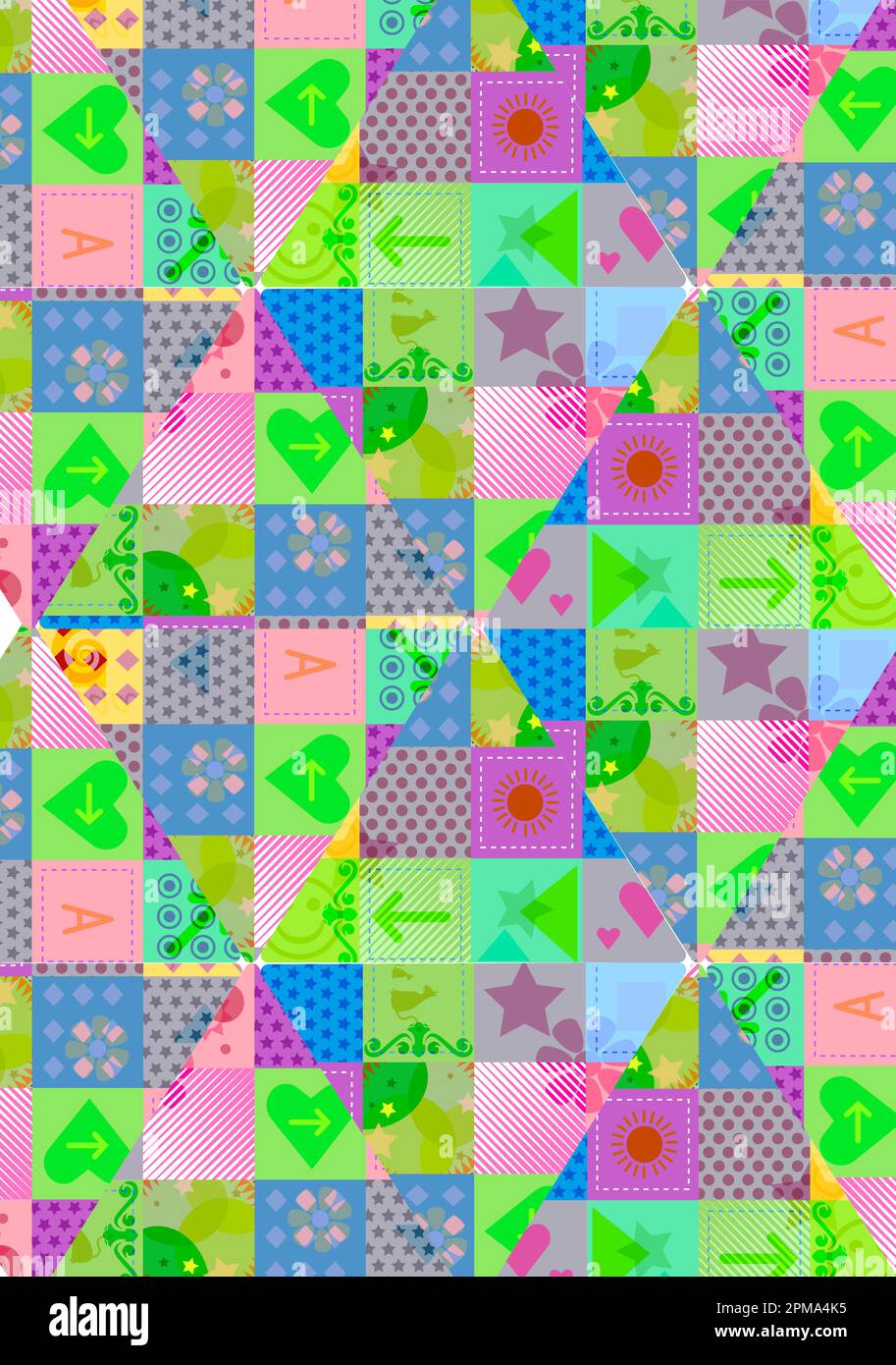 sfondo patchwork a motivi astratti multicolore e luminoso Illustrazione Vettoriale