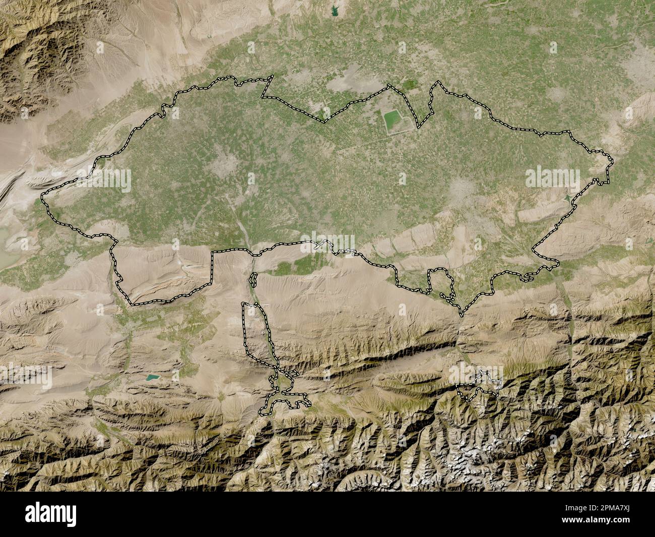 Ferghana, regione dell'Uzbekistan. Mappa satellitare a bassa risoluzione Foto Stock
