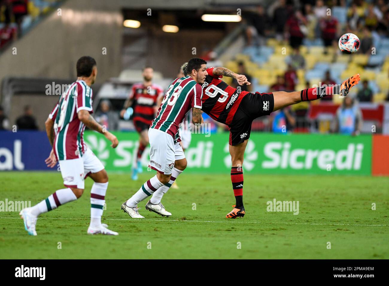 Rio, Brasile - 9 aprile 2023, Nino giocatore in partita tra Fluminense vs Flamengo dal round finale del Campionato Carioca, nello Stadio Maracana Foto Stock