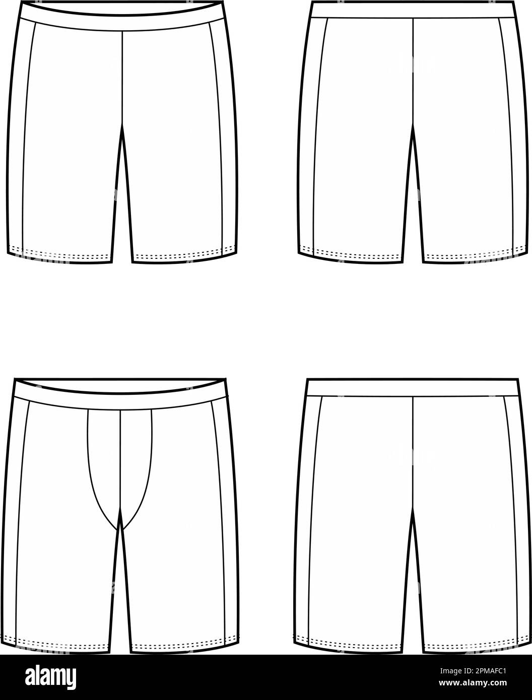 Gambali corti per uomo e donna. CAD moda. Illustrazione Vettoriale
