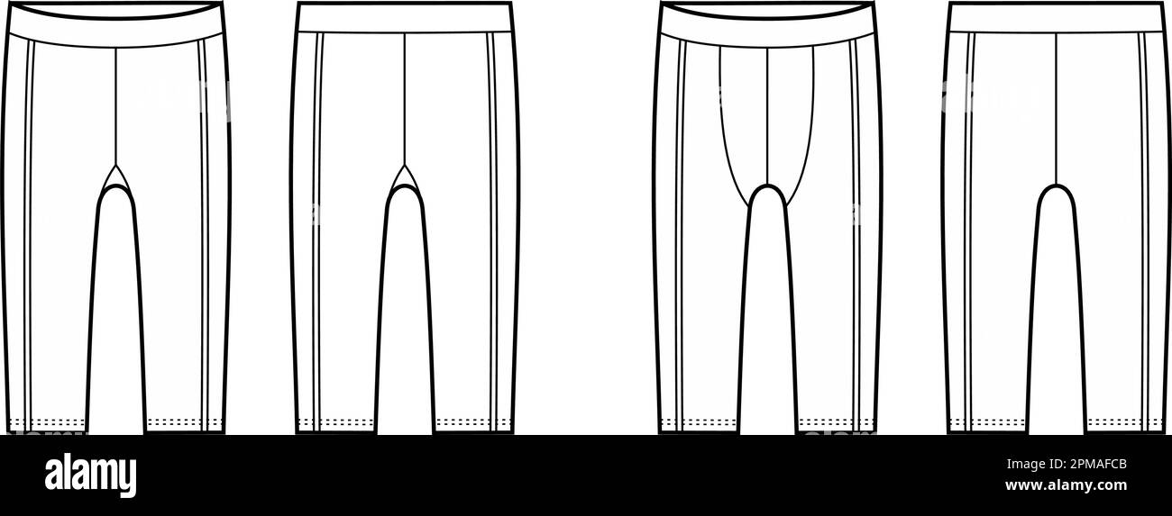 Gambali corti per uomo e donna. CAD moda. Illustrazione Vettoriale
