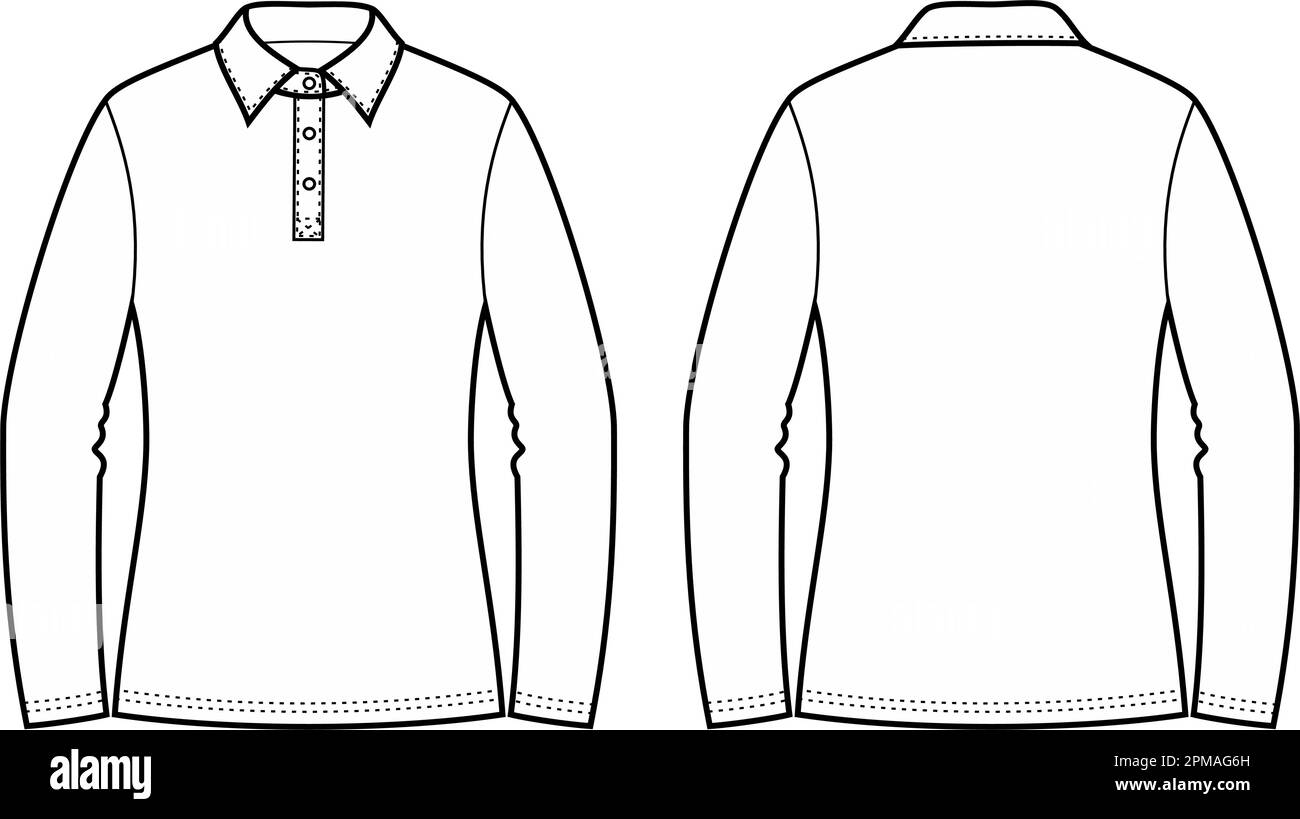 Ponticello polo donna. CAD moda. Illustrazione Vettoriale