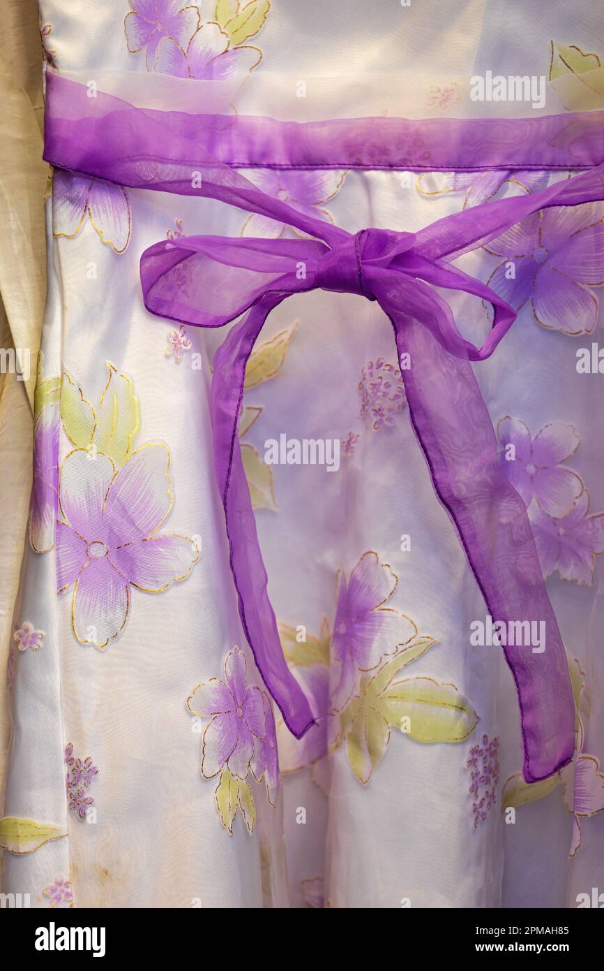 Abito viola a nastro Bow Knot moda dettaglio elegante Foto Stock