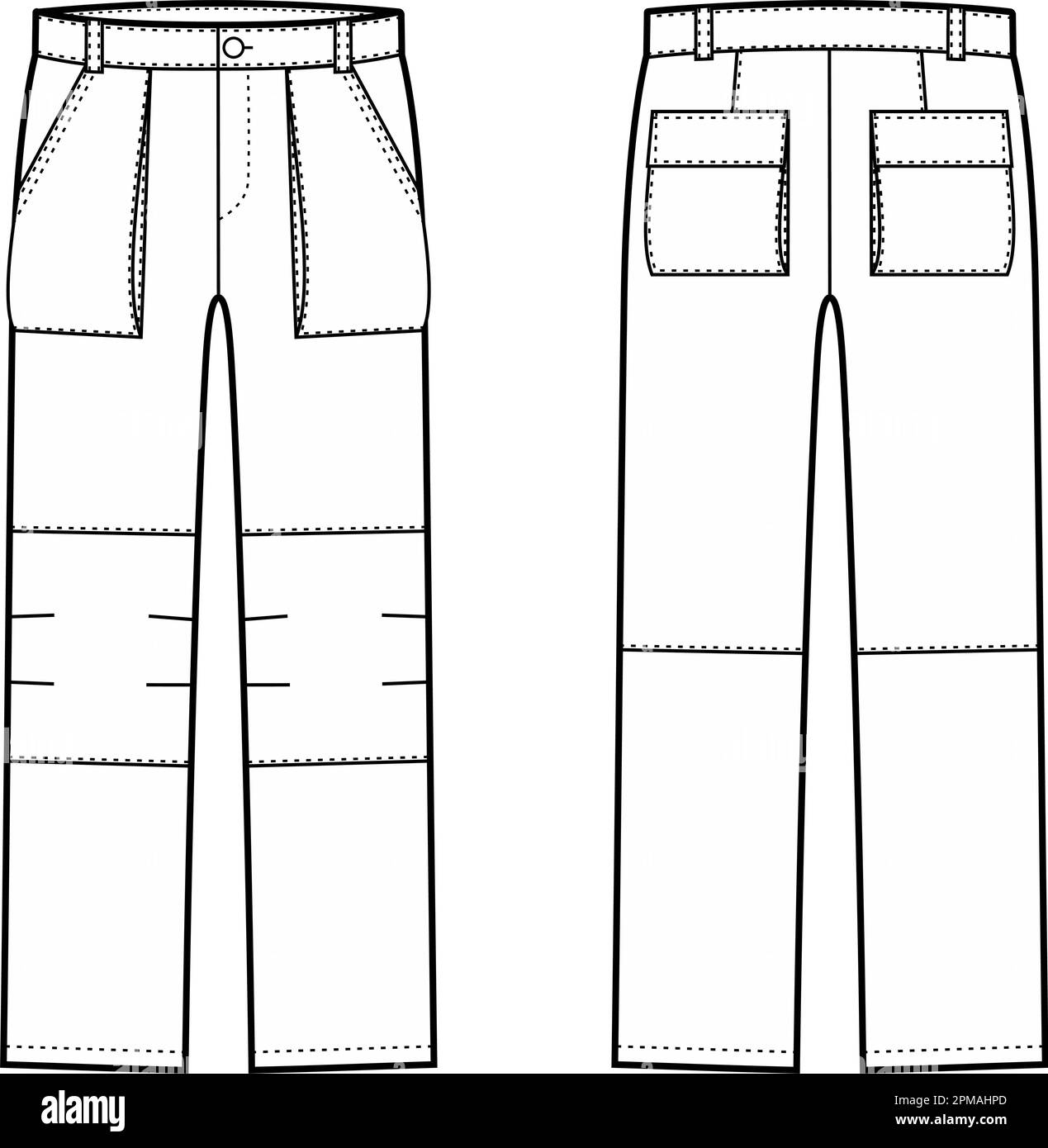 Pantaloni da lavoro uomo. CAD moda. Illustrazione Vettoriale