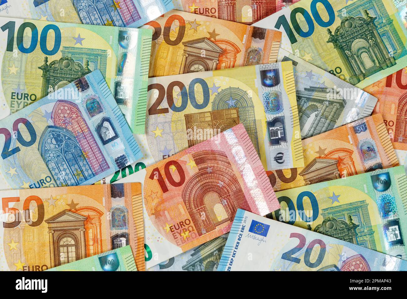 Banconote in euro conto risparmio denaro fondo paga pagamento finanze banconote in euro ricco Foto Stock