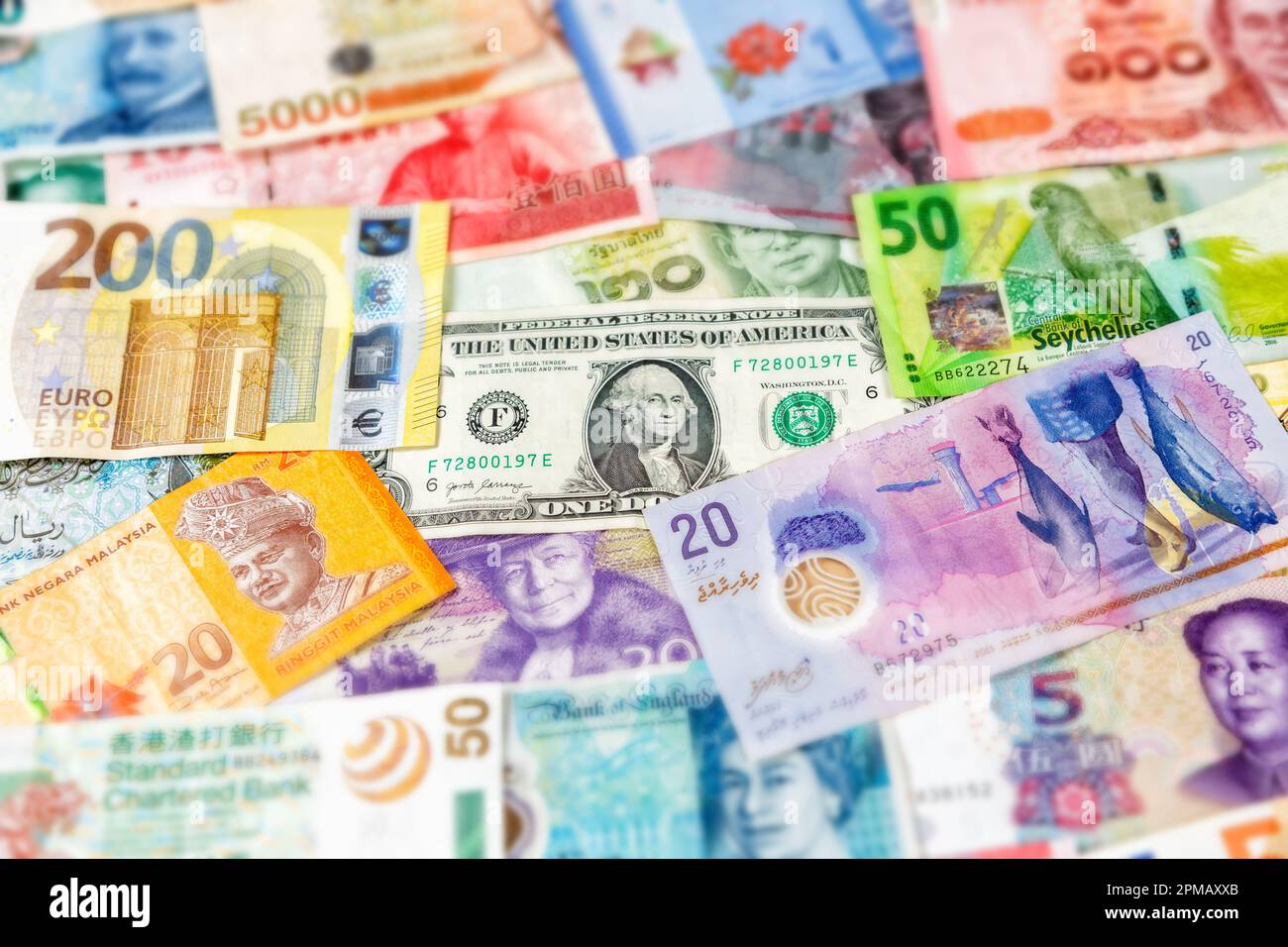 Banconote in euro Euro Dollaro sfondo valuta per viaggi pagare finanze ricchi Foto Stock