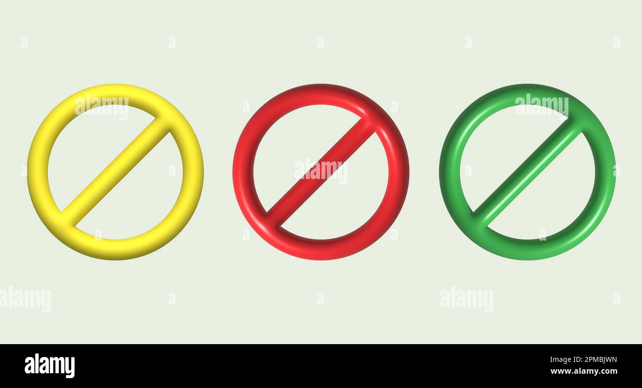 3D illustrazioni, simboli di arresto o simboli di attenzione Foto Stock