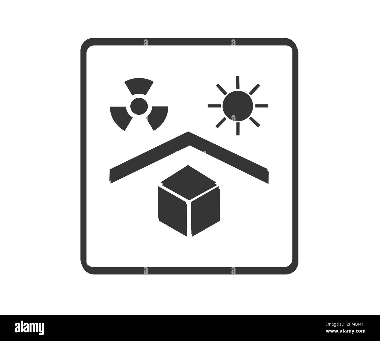 Proteggere dal calore e dai simboli radioattivi. Concetto di simboli di imballaggio. Illustrazione Vettoriale