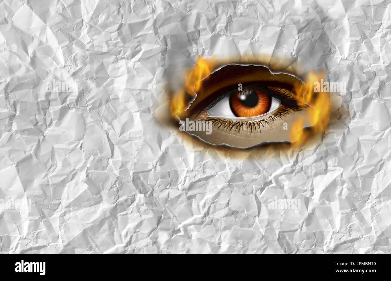 Il concetto di forza di volontà e determinazione come simbolo di concentrazione intensa o di passione ardente e di superamento degli ostacoli come icona del potere Foto Stock