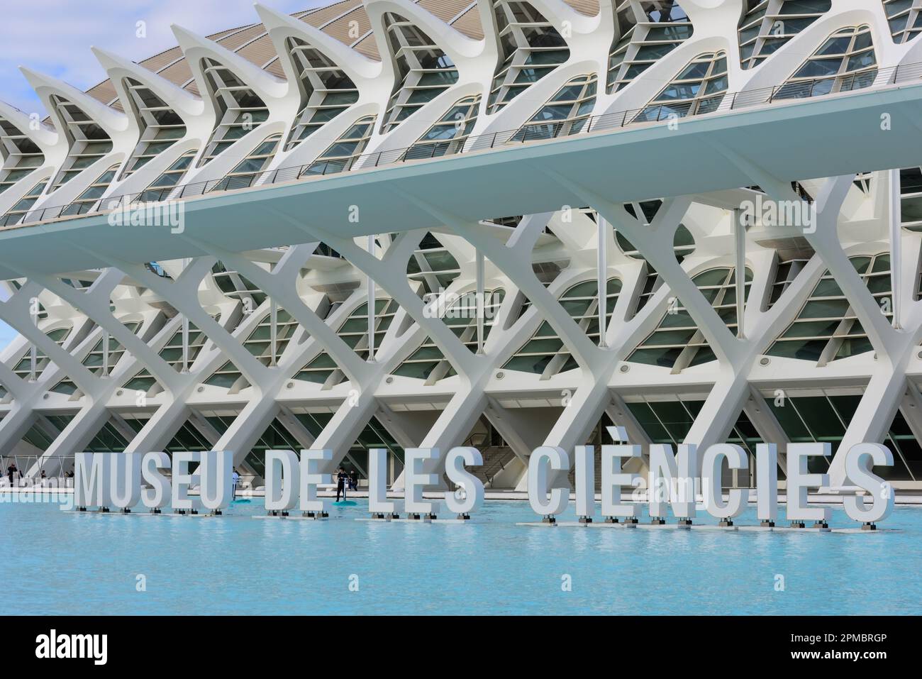 Spanien, Valencia, Santiago Calatrava, Ciutat de les Arts i les Ciències, Stadt der Künste und Wissenschaften, Wissenschaftsmuseum, Museu de les Ciènc Foto Stock