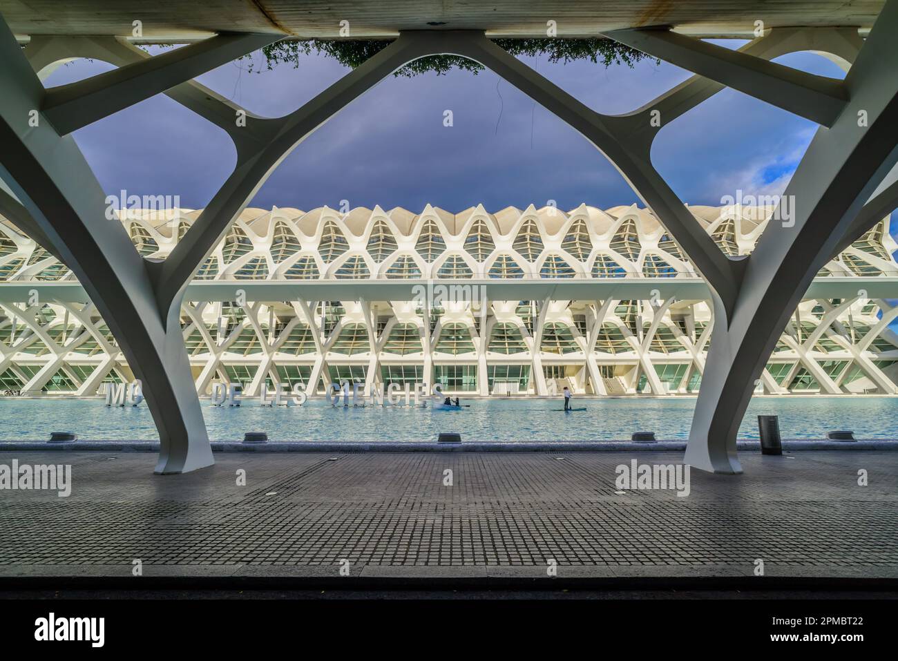 Spanien, Valencia, Santiago Calatrava, Ciutat de les Arts i les Ciències, Stadt der Künste und Wissenschaften, Wissenschaftsmuseum, Museu de les Ciènc Foto Stock