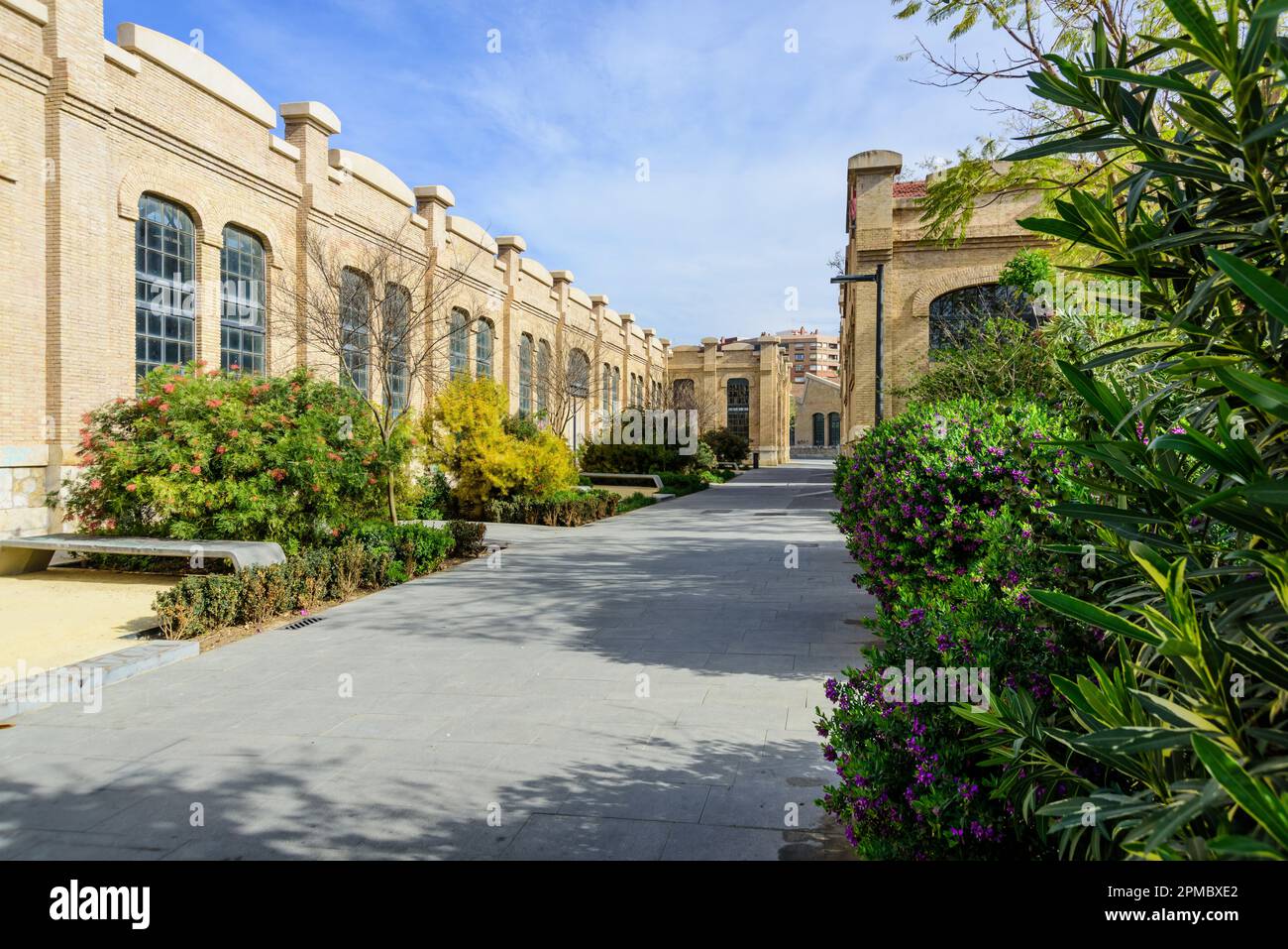 Valencia, Parc Central, historische Bahnbauten // Valencia, Central Parc, Historic Railroad Buildings Foto Stock