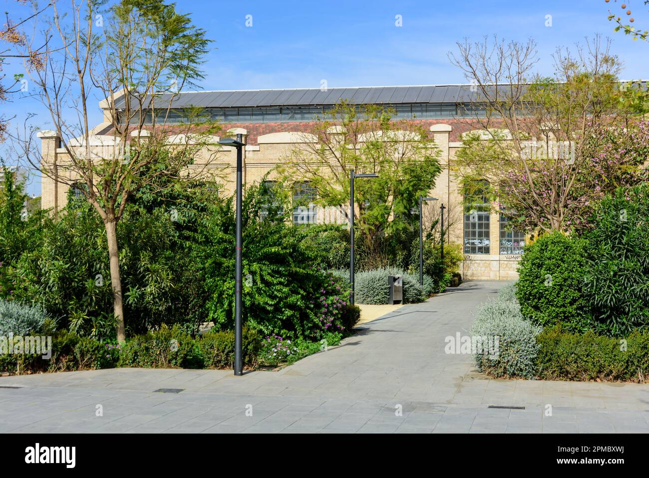 Valencia, Parc Central, historische Bahnbauten // Valencia, Central Parc, Historic Railroad Buildings Foto Stock